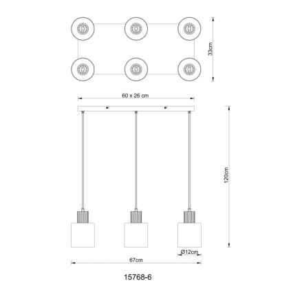 Globo - Lestenec na vrvici 6xE27/25W/230V črna