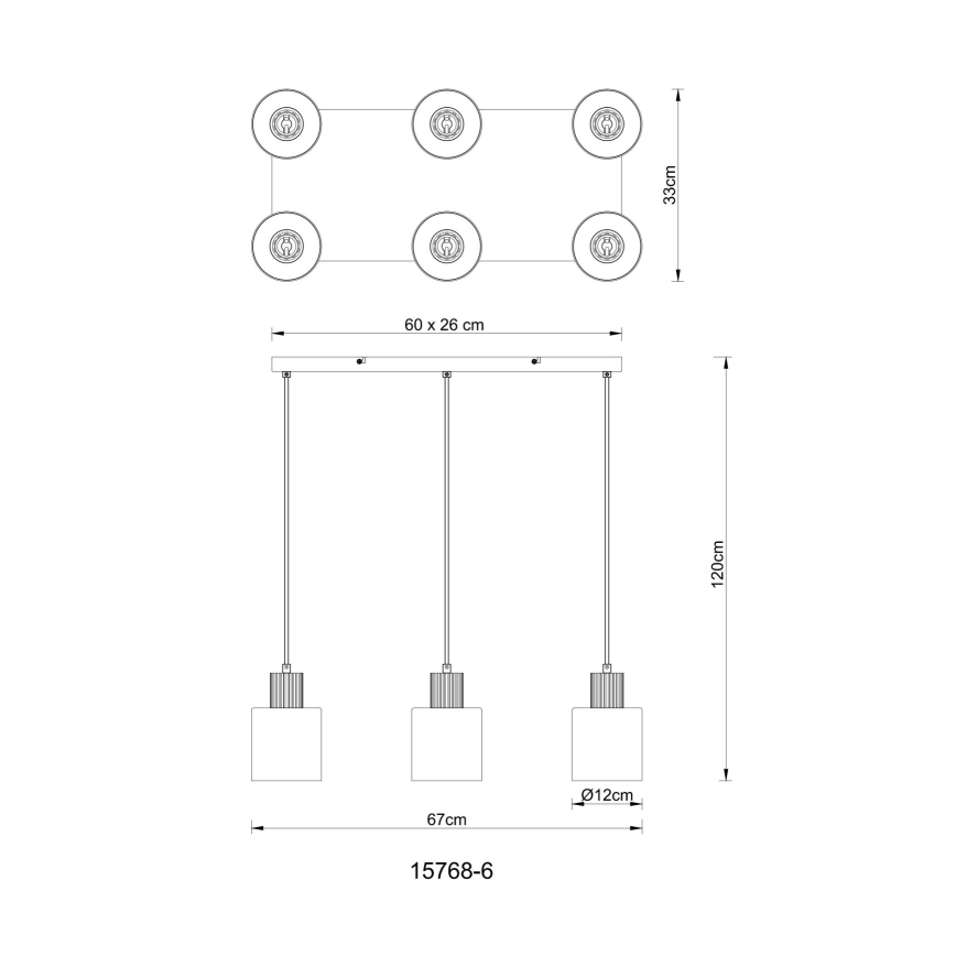 Globo - Lestenec na vrvici 6xE27/25W/230V črna