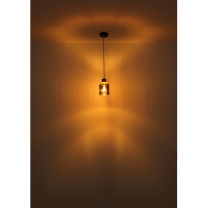 Globo - Lestenec na vrvici 1xE27/25W/230V črna pr. 12 cm