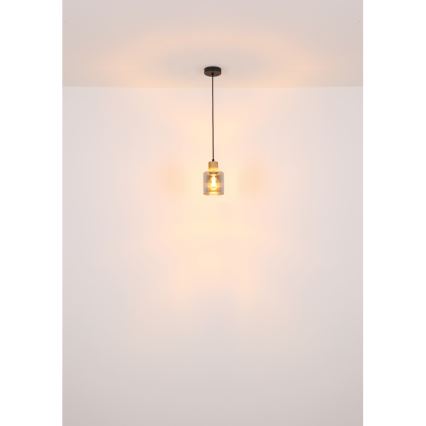 Globo - Lestenec na vrvici 1xE27/25W/230V črna pr. 12 cm