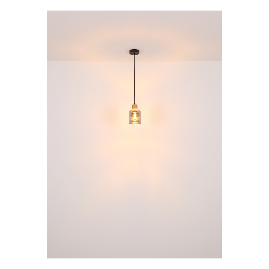 Globo - Lestenec na vrvici 1xE27/25W/230V črna pr. 12 cm
