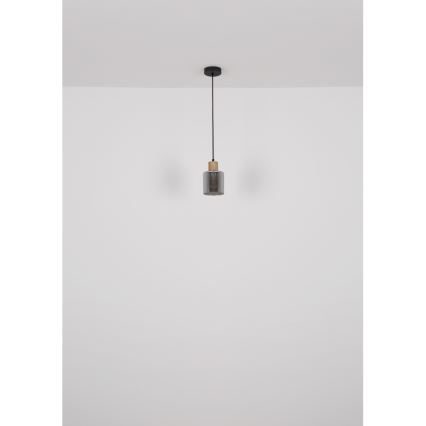 Globo - Lestenec na vrvici 1xE27/25W/230V črna pr. 12 cm