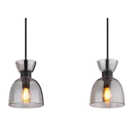 Globo - Lestenec na vrvici 3xE14/40W/230V črna/dimna