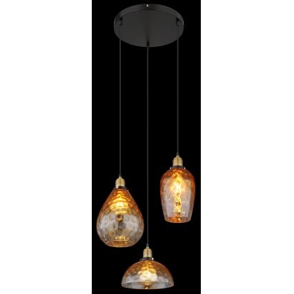 Globo - Lestenec na vrvici 3xE27/60W/230V pr. 46 cm oranžna