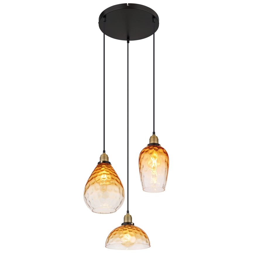 Globo - Lestenec na vrvici 3xE27/60W/230V pr. 46 cm oranžna