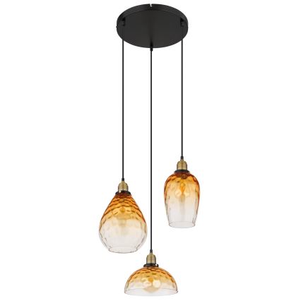 Globo - Lestenec na vrvici 3xE27/60W/230V pr. 46 cm oranžna