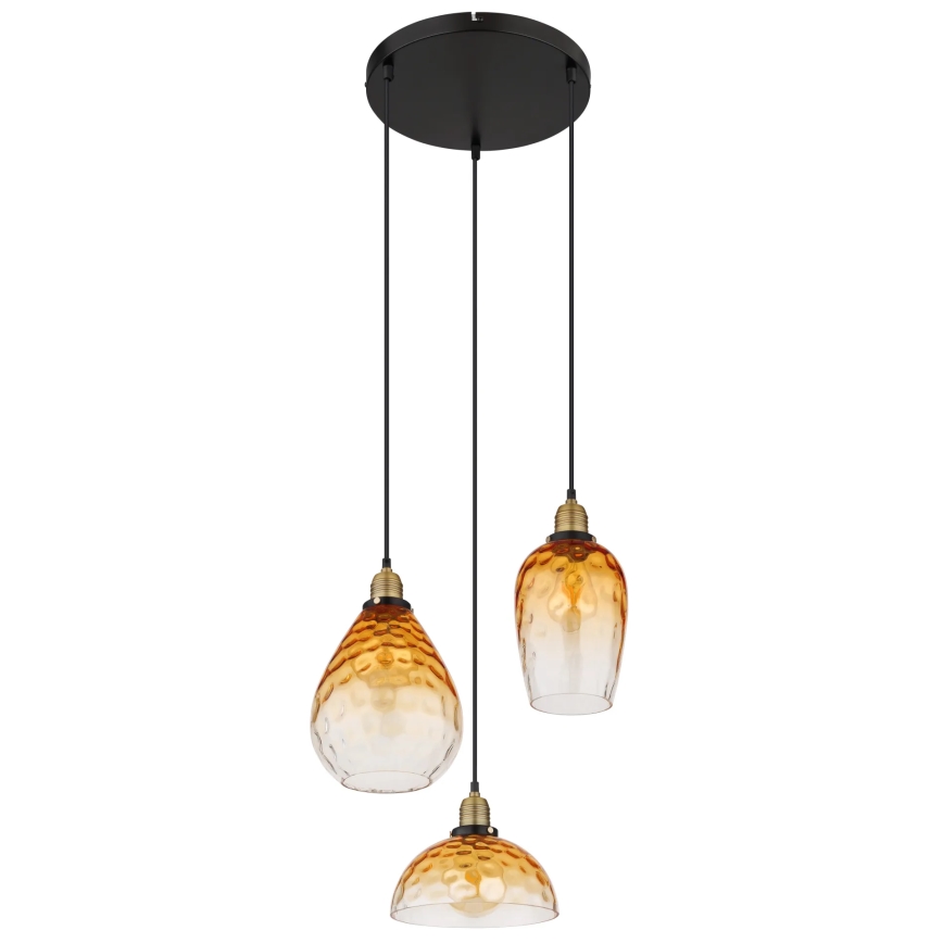 Globo - Lestenec na vrvici 3xE27/60W/230V pr. 46 cm oranžna