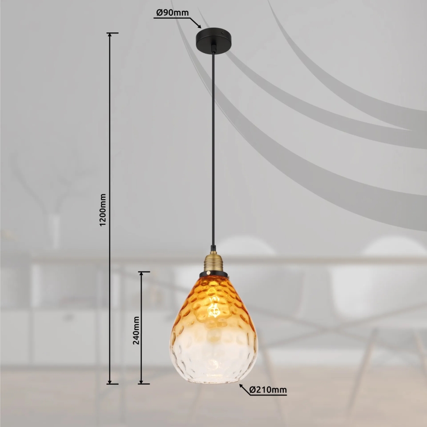 Globo - Lestenec na vrvici 1xE27/60W/230V pr. 21 cm oranžna