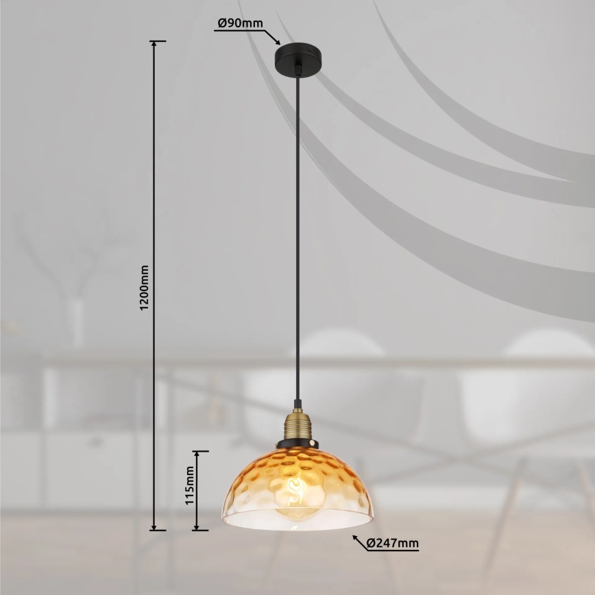 Globo - Lestenec na vrvici 1xE27/60W/230V pr. 25 cm oranžna