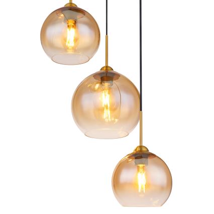 Globo - lestenec na žici 3xE27/60W/230V, medenina