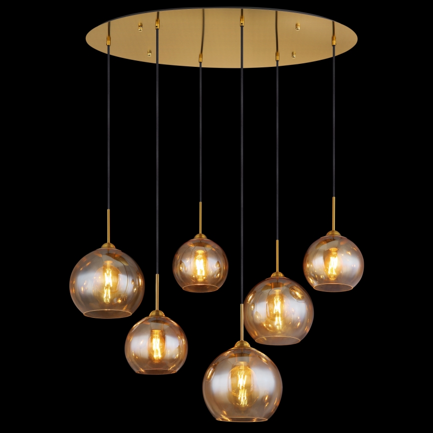 Globo - Lestenec na kablu 6xE27/60W/230V iz medenine