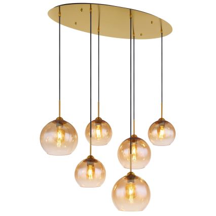 Globo - Lestenec na kablu 6xE27/60W/230V iz medenine