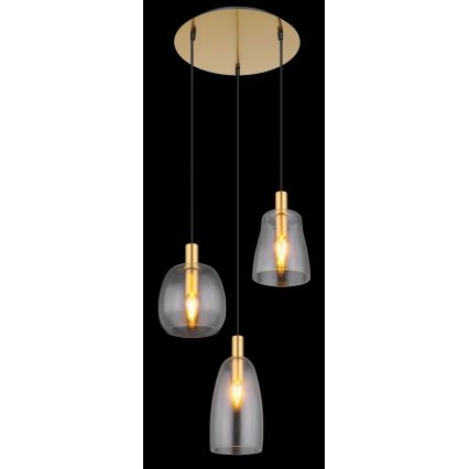 Globo - Lestenec na vrvici 3xE14/40W/230V pr. 43 cm medenina