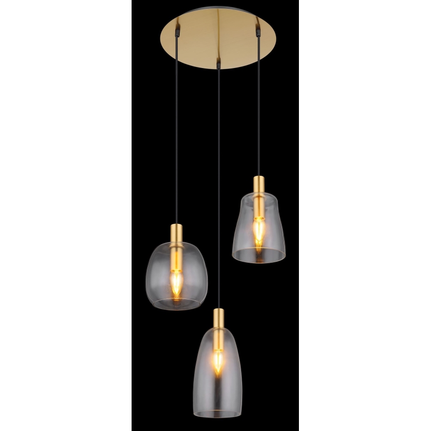 Globo - Lestenec na vrvici 3xE14/40W/230V pr. 43 cm medenina