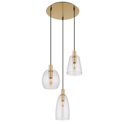 Globo - Lestenec na vrvici 3xE14/40W/230V pr. 43 cm medenina