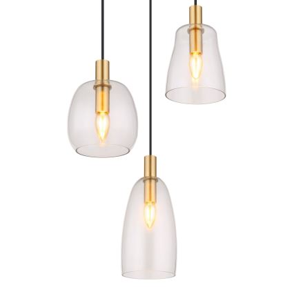 Globo - Lestenec na vrvici 3xE14/40W/230V pr. 43 cm medenina