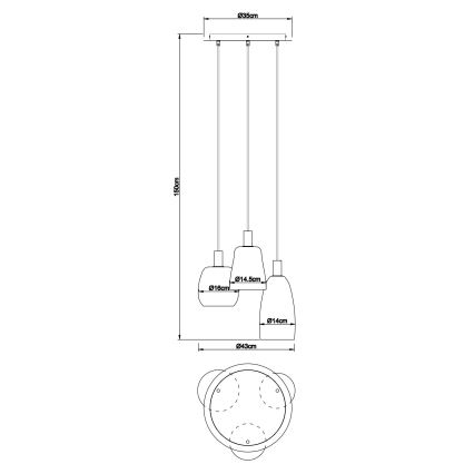 Globo - Lestenec na vrvici 3xE14/40W/230V pr. 43 cm medenina