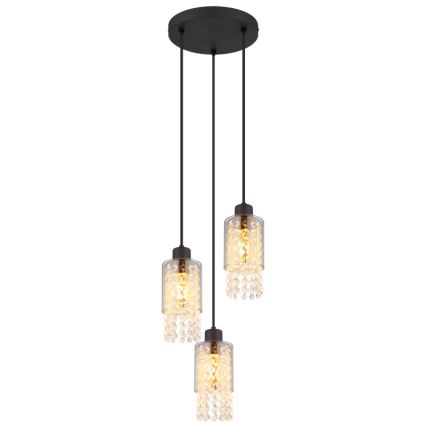 Globo - Lestenec na vrvici 3xE27/40W/230V pr. 25 cm črna