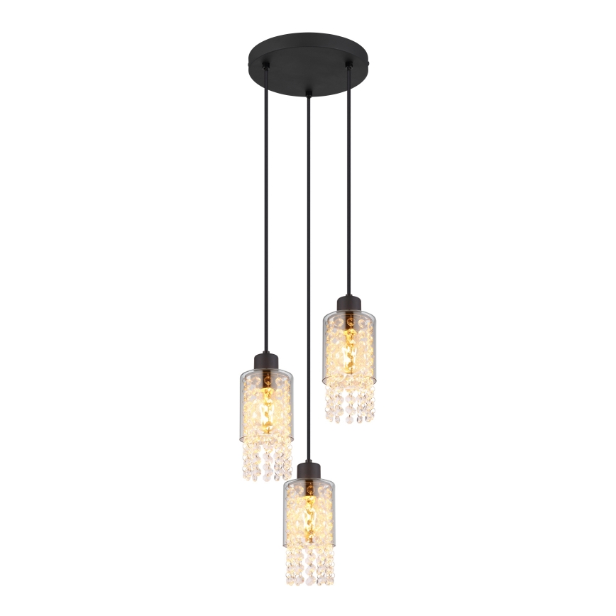 Globo - Lestenec na vrvici 3xE27/40W/230V pr. 25 cm črna