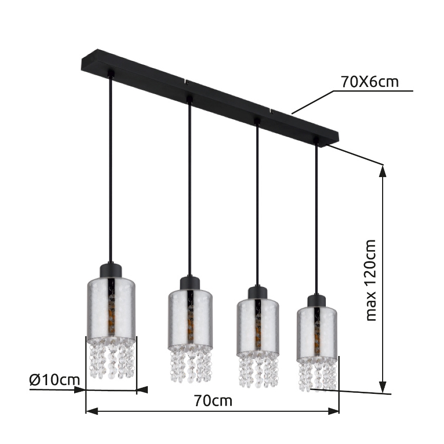 Globo - Lestenec na vrvici 4xE27/40W/230V črna