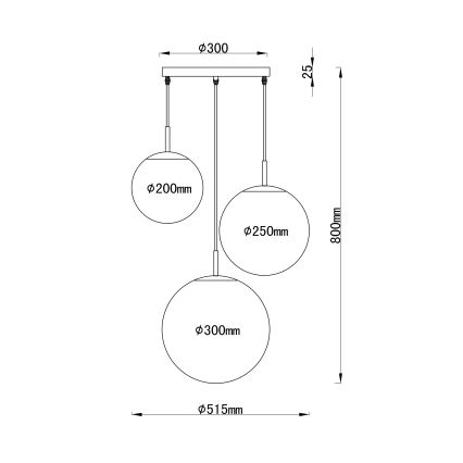 Globo - Lestenec na vrvici 3xE27/60W/230V