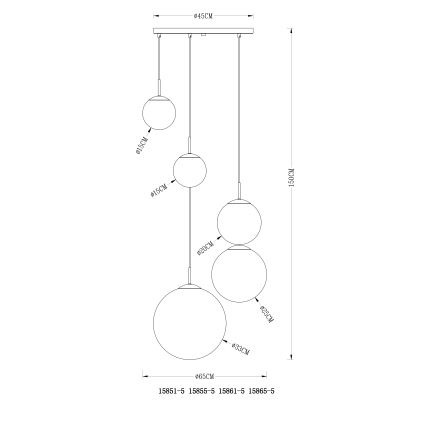 Globo - Lestenec na vrvici 5xE27/60W/230V pr. 65 cm