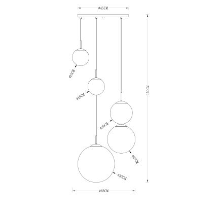 Globo - Lestenec na vrvici 5xE27/40W/230V pr. 65 cm