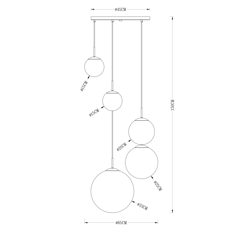 Globo - Lestenec na vrvici 5xE27/40W/230V pr. 65 cm