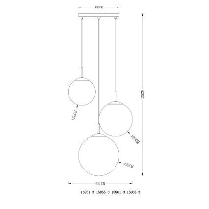 Globo - Lestenec na vrvici 3xE27/40W/230V pr. 51 cm