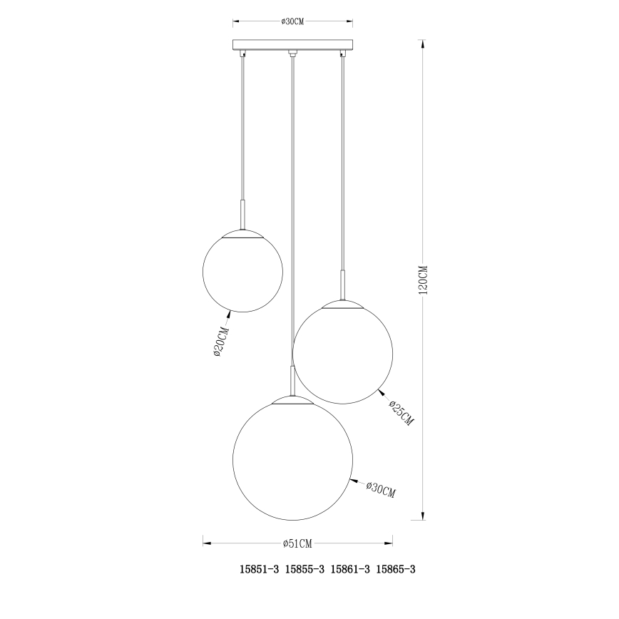 Globo - Lestenec na vrvici 3xE27/40W/230V pr. 51 cm
