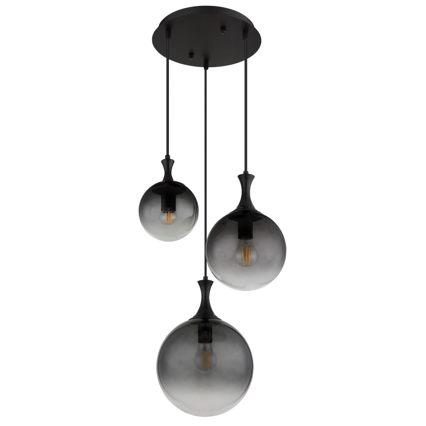 Globo - Lestenec na vrvici 3xE27/10W/230V pr. 48 cm črna