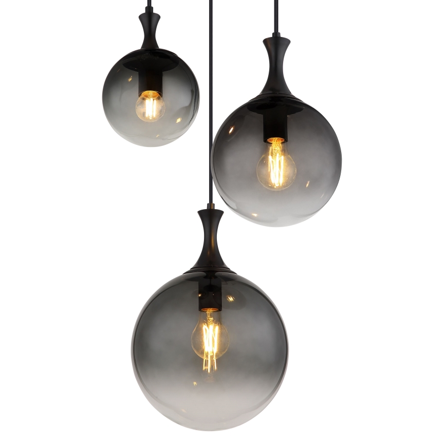 Globo - Lestenec na vrvici 3xE27/10W/230V pr. 48 cm črna