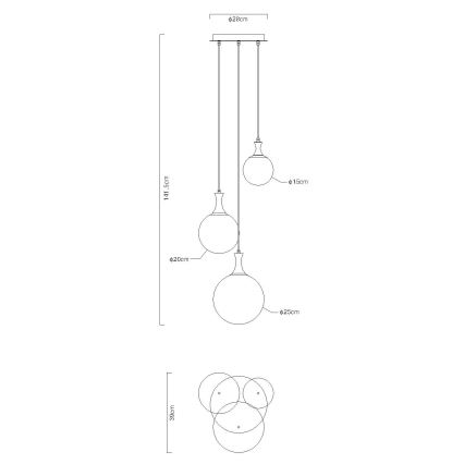 Globo - Lestenec na vrvici 3xE27/10W/230V pr. 48 cm črna