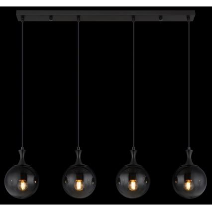 Globo - Lestenec na vrvici 4xE27/10W/230V črna