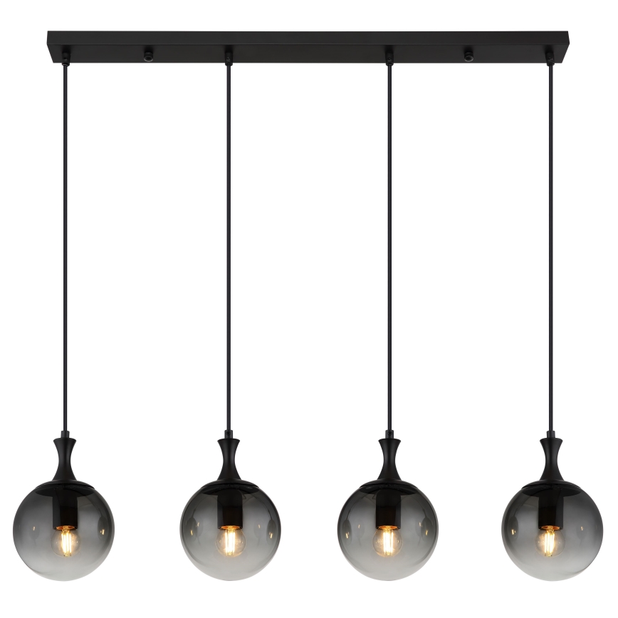 Globo - Lestenec na vrvici 4xE27/10W/230V črna