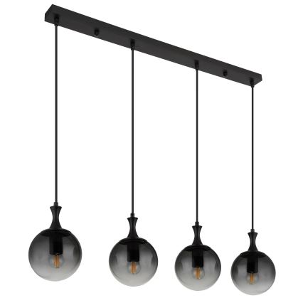 Globo - Lestenec na vrvici 4xE27/10W/230V črna