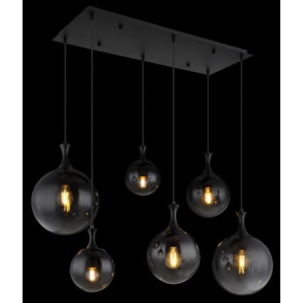 Globo - Lestenec na vrvici 6xE27/10W/230V črna