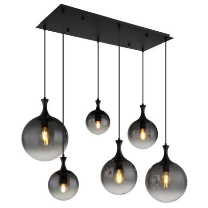 Globo - Lestenec na vrvici 6xE27/10W/230V črna
