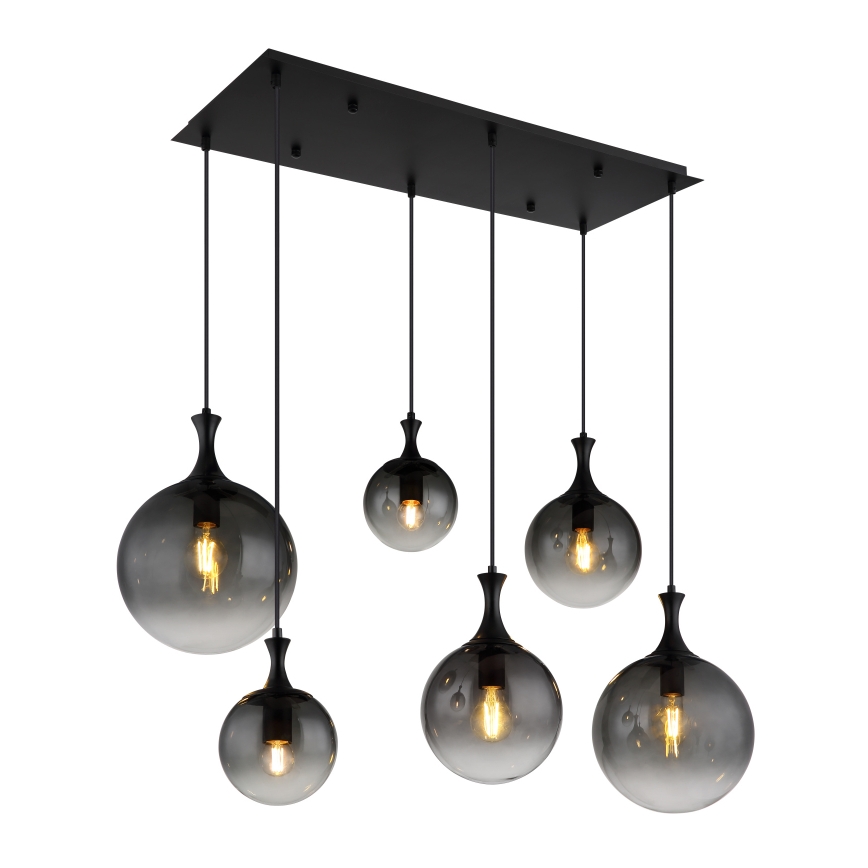 Globo - Lestenec na vrvici 6xE27/10W/230V črna