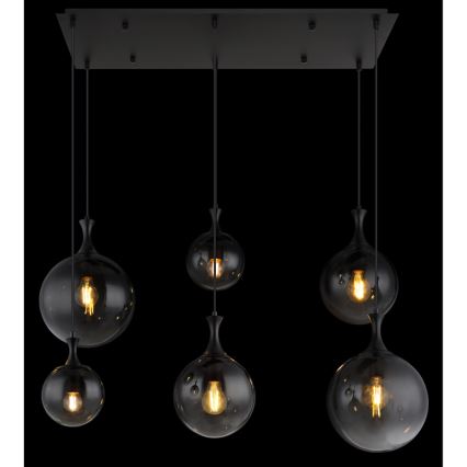 Globo - Lestenec na vrvici 6xE27/10W/230V črna