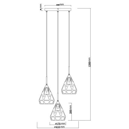 Globo - Lestenec na vrvici 3xE27/40W/230V