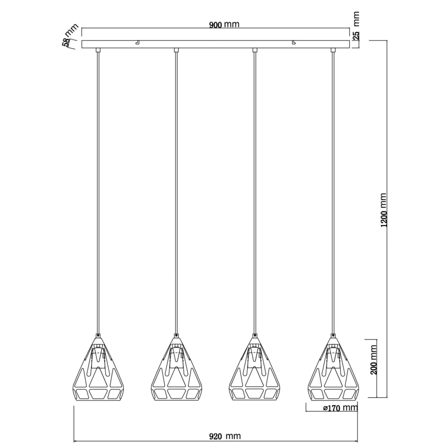 Globo - Lestenec na vrvici 4xE27/40W/230V