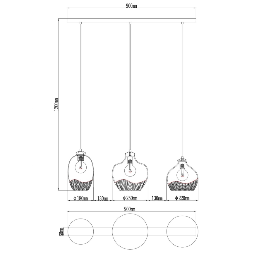 Globo - viseči lestenec na kablu 3xE27/60W/230V
