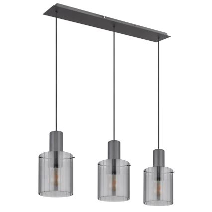 Globo - Lestenec na vrvici 3xE27/40W/230V siva