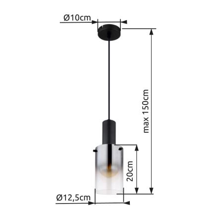 Globo - Lestenec na vrvici 1xE27/40W/230V pr. 12,5 cm črna