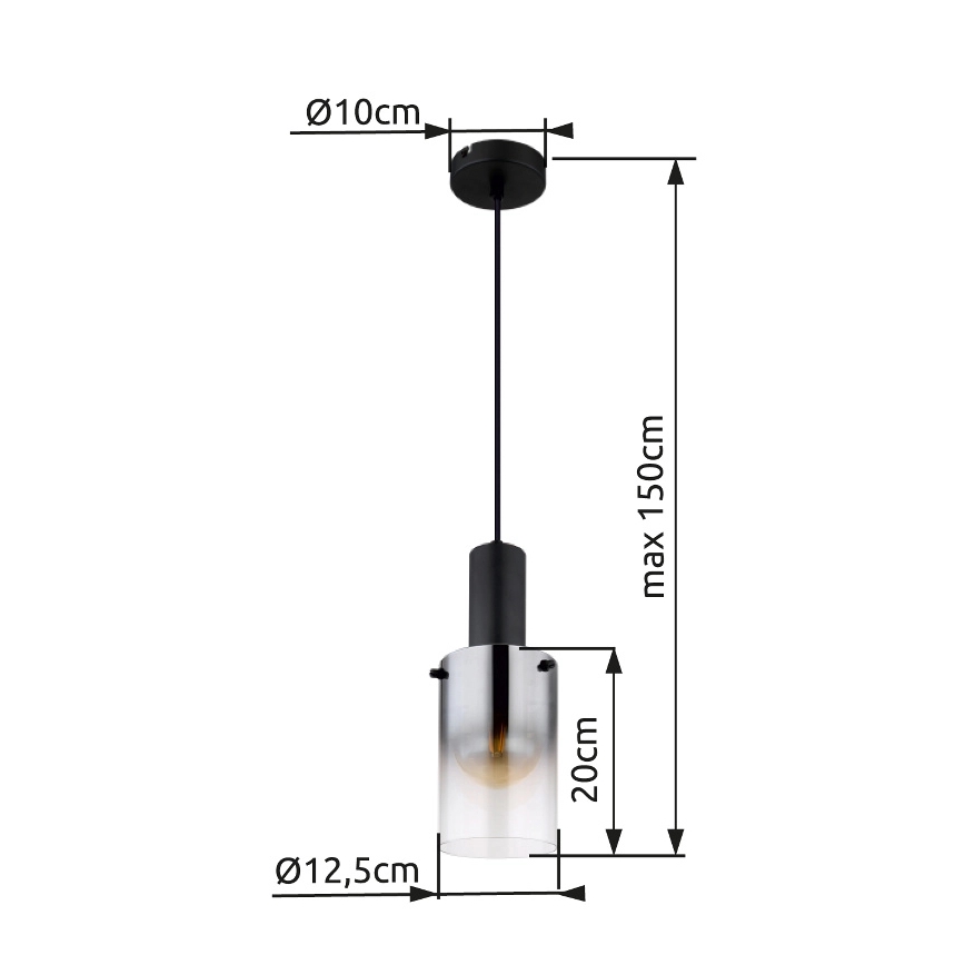 Globo - Lestenec na vrvici 1xE27/40W/230V pr. 12,5 cm črna