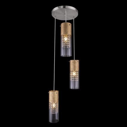 Globo - Lestenec na vrvici 3xE27/60W/230V pr. 30 cm zlata