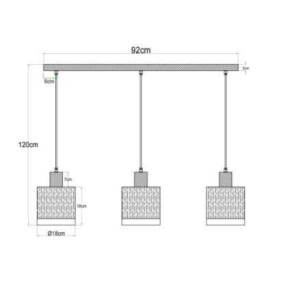 Globo - Lestenec na kablu 3xE27/60W/230V