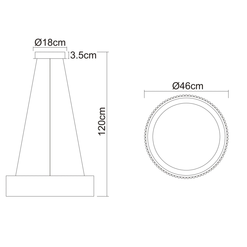 Globo - LED lestenec na kablu LED/45W/230V 2700/4000/6000K, premer 46 cm, črna