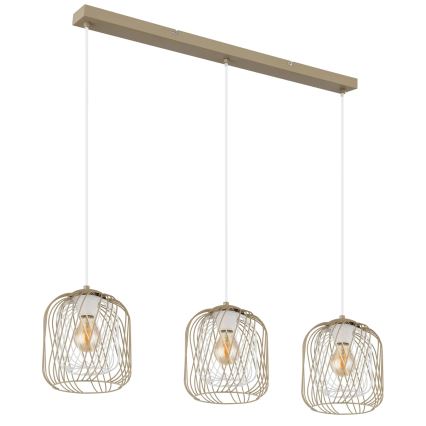 Globo - Viseči lestenec na jeklenem kablu 3xE27/40W/230V bež/bela